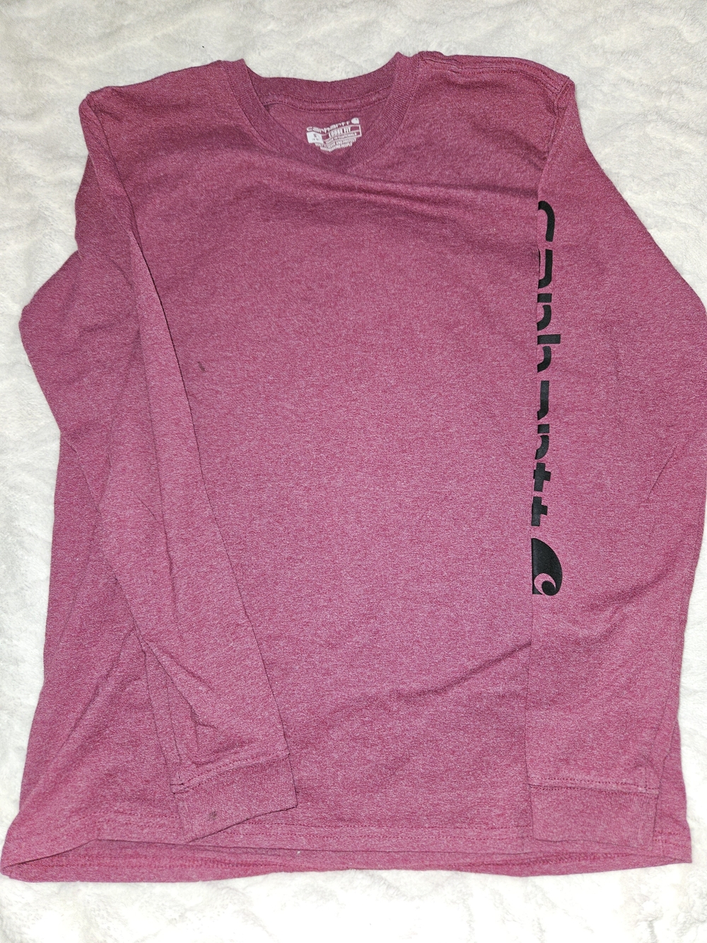 Carhartt Men's Long-Sleeve Heathered Rose Crew with Sleeve Logo